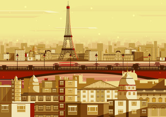 Eiffel tower in Paris cityscape