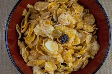 Homemade organic Caramel Cereal With Assorted Nuts.