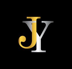 JY initial letter with gold and silver