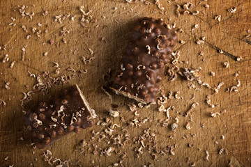 Chocolate bar with caramel and nut