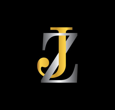 JZ initial letter with gold and silver