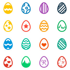 Icon set of colored Easter eggs Holiday icon vector