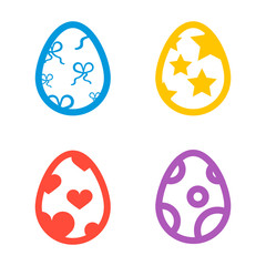 Icon set of colored Easter eggs Holiday icon vector