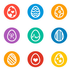 Icon set of colored Easter eggs Holiday icon vector