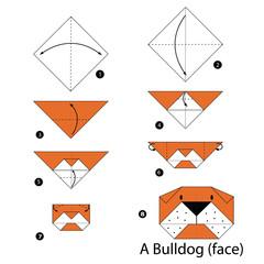 step by step instructions how to make origami Bulldog.