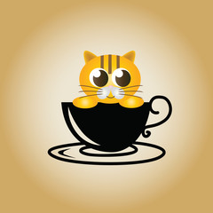 Cat logo coffee vector.