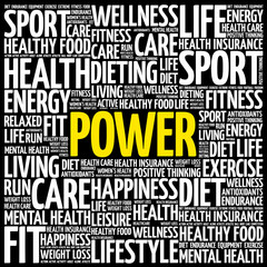 Obraz premium POWER word cloud background, health concept