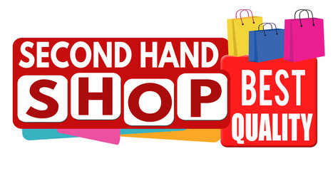 Second hand shop banner or label