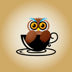 Owl logo coffee vector.