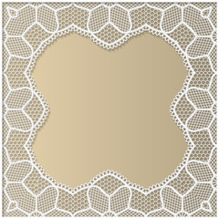3D Vector lace frame, festive pattern, white pattern, template greetings
