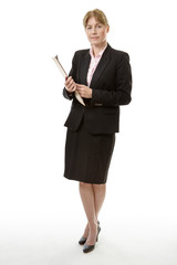 Business woman with clipboard