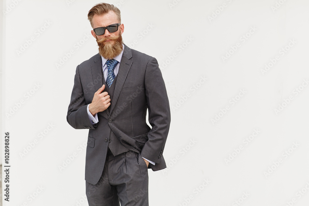 Wall mural model in suit and sunglasses