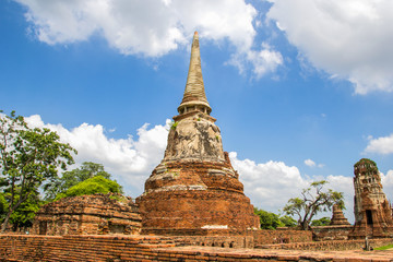 Tourist travel to visit ancient pagoda at Wat Mahathat temple, Ayutthaya, Thailand