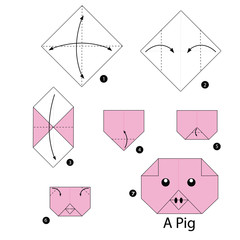 step by step instructions how to make origami pig.