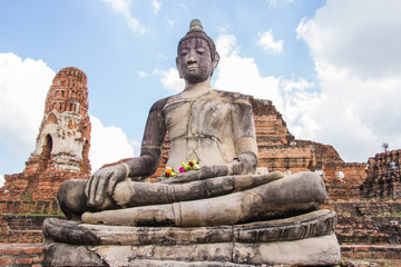 Big buddha statue at Wat Mahathat temple, Ayutthaya, Thailand