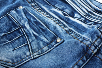 Fototapeta premium new blue jeans handmade close up