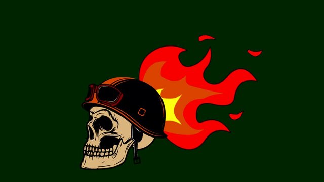 Skull with fire. Fire animation
