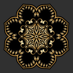 Vector gold round ornament.