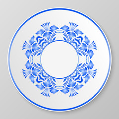 Vector blue decorative plate.