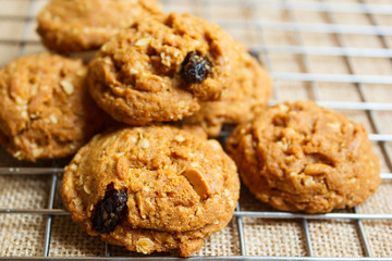 Oatmeal raisin cookies, homemade.