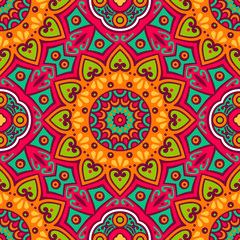 Fototapeta premium Ethnic floral seamless pattern