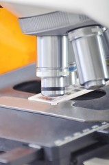Laboratory Microscope. Scientific research background.