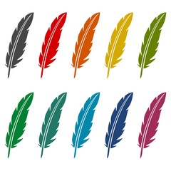 Feather sign icons set 