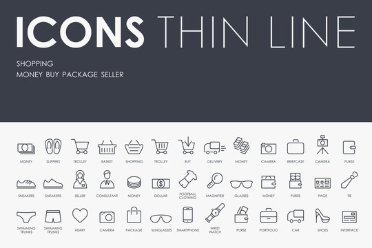 shopping Thin Line Icons