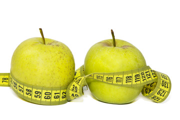 tape measure with apples