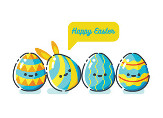 Happy Easter day with egg and rabbit