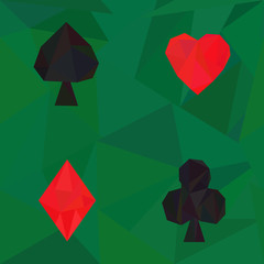 seamless low poly pattern with card suits