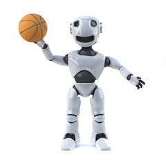 3d Robot playing basketball