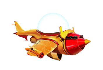 Obraz na płótnie Canvas Illustration: Aircraft. Story with Fantastic Cartoon Style Character Design. 