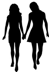 two women holding hands 