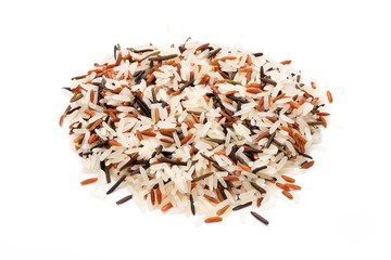 Rice, natural long rice grain for isolated background.