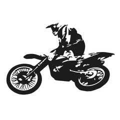 Motocross rider jumping, abstract vector illustration