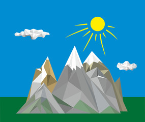 The mountains triangular low poly style