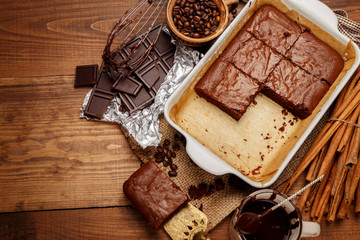 chocolate cake on a baking sheet