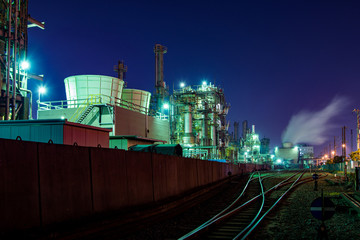 京浜地区・川崎の工場の夕景・夜景