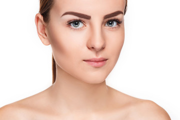 The beautiful face of young woman with cleanf fresh skin 