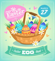 Obraz premium Happy Easter greeting card. Vector illustration 