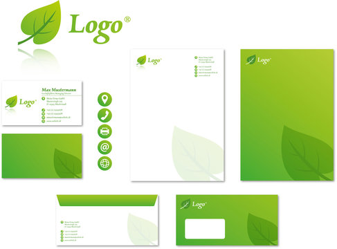 Corporate Design Geschäftsausstattung mit Logo, Visitenkarten, Briefpapier - Thema Öko, Bio, Umwelt 