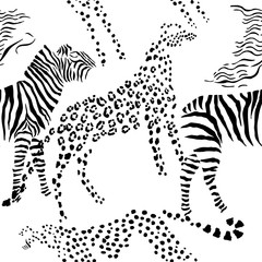 Seamless pattern savanna animals