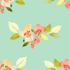 Seamless pattern with flowers watercolor. Gentle colors. 