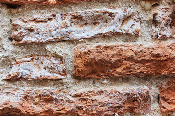 Close up texture ruin Brick Wall
