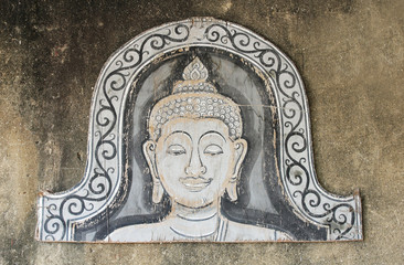 Buddha Painting on wooden frame hanging on wall