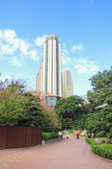 The Golden Pavilion of Perfection in Nan Lian Garden, landscaped Chinese garden of classical elegance based,Chi Lin Nunnery, Hong Kong