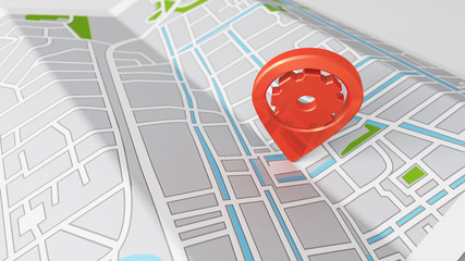 Fototapeta premium Gear or service map mark