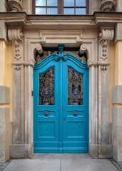 Fototapeta na wymiar Traditional european facade with entance door