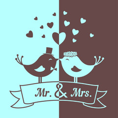 Wedding blue and brown birds